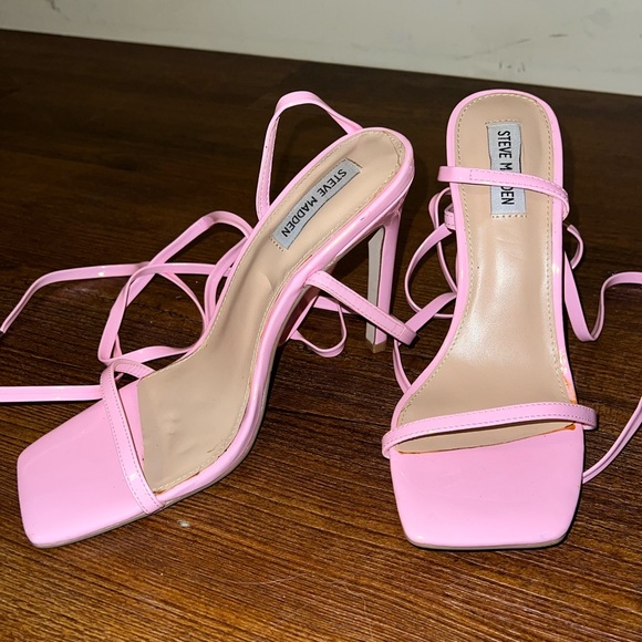 Steve Madden Uplift Pink Strappy Lace Up Ankle Wrap Heels Women’s Size 9 - Picture 8 of 11